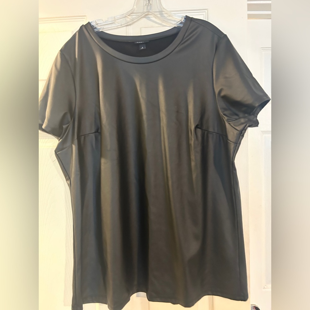 Black Faux Leather Top